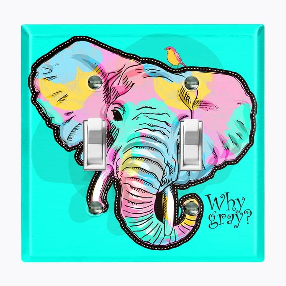 Decoupage Light Switch Covers Pink & Gray Elephant  Baby's Room Made to Order 